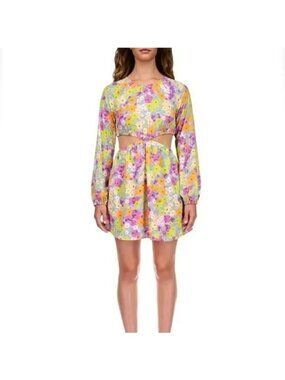 Sanctuary NWT Womens Floral Cutout Long Sleeve Dress Size M Recycled Polyester M